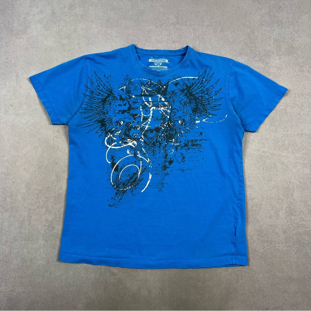 Y2K Noize Blue Short Sleeve Tee with Dynamic Graphic